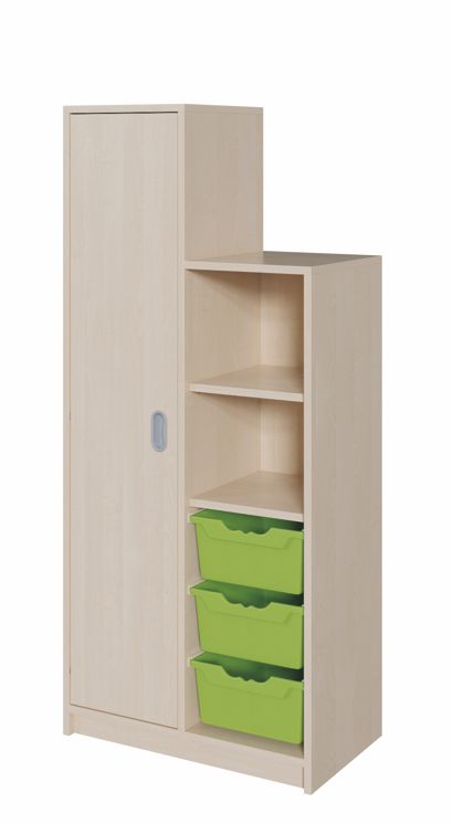 SideStep Schrank 160/120 cm, 3 ErgoTray Boxen L/1 Tür